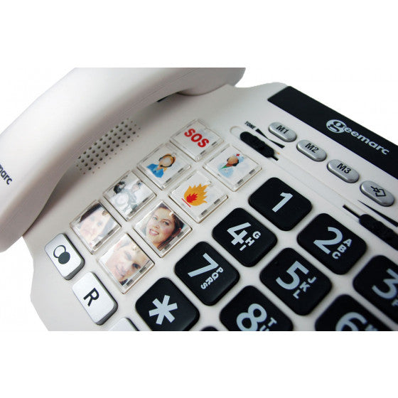Geemarc Photophone 100 - Téléphone Fixe Gros Boutons Avec Photos Pour Seniors Et Malentendants - Version Française
